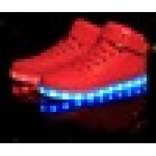 Unisexe USB charge haute coupe LED chaussures légères pour adultes